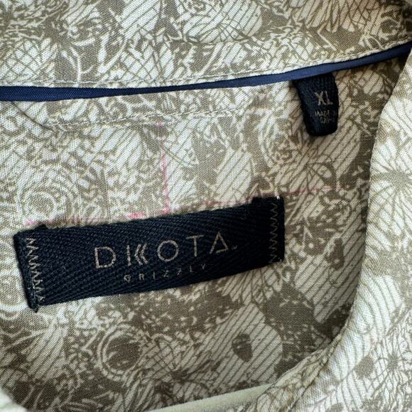 Dakota NWOT Tan Cream Floral Daisy Short Sleeve Collared Button Up Shirt Size XL - Picture 6 of 6